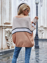 Load image into Gallery viewer, Striped Horizontal Ribbing Long Sleeve Tunic Sweater
