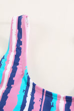 Load image into Gallery viewer, Multicolor Striped Scoop Neck Tankini Set
