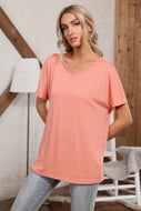Solid V-Neck Short Sleeve Tee