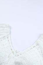 Load image into Gallery viewer, Spliced Lace Lantern Sleeve Cropped Top
