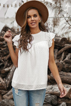 Load image into Gallery viewer, Swiss Dot Flutter Sleeve Round Neck Top
