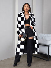 Load image into Gallery viewer, Checkered Single-Breasted Duster Teddy Coat
