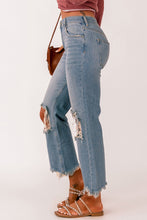 Load image into Gallery viewer, Distressed Frayed Hem Jeans with Pockets
