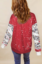 Load image into Gallery viewer, LOVE Plaid Leopard Dropped Shoulder Sweatshirt
