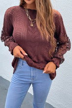 Load image into Gallery viewer, Spliced Lace Crochet Sleeve Sweater
