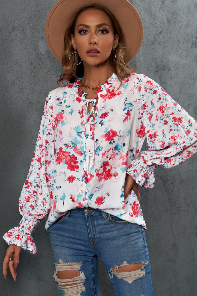 Pink, Yellow, White Floral Blouse