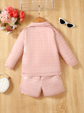 Load image into Gallery viewer, Plaid Double-Breasted Blazer, Cami, and Shorts Set
