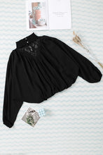 Load image into Gallery viewer, Spliced Lace Frilled Neck Blouse
