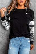 Star Striped Round Neck Top