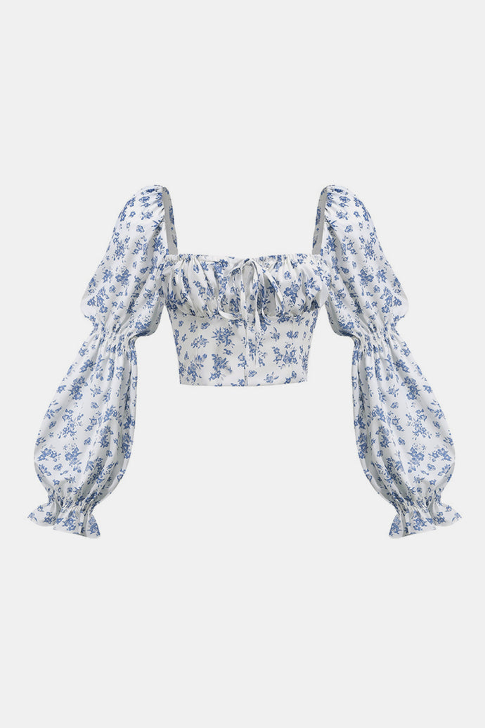 Ditsy Floral Puff Sleeve Crop Top