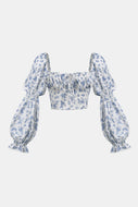 Ditsy Floral Puff Sleeve Crop Top