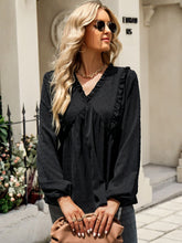 Load image into Gallery viewer, Swiss Dot Frill Trim V-Neck Bodydoll Top
