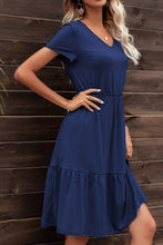 Load image into Gallery viewer, V-Neck Short Sleeve Tiered Dress

