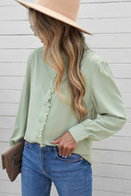 Load image into Gallery viewer, Frilled Trim Button Down Shirt
