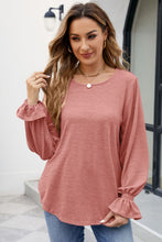 Load image into Gallery viewer, Round Neck Flounce Sleeve Blouse
