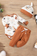 Baby Printed Bodysuit and Waffle-Knit Drawstring Pants Set