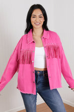 Load image into Gallery viewer, GeeGee Southwest Full Size Rhinestone Fringe Detail Shirt Jacket
