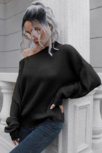 Load image into Gallery viewer, Off-Shoulder Ribbed Long Sleeve Pullover Sweater
