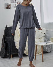 Load image into Gallery viewer, Dropped Shoulder Teddy Lounge Set
