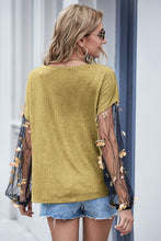 Load image into Gallery viewer, Butterfly Applique Round Neck Waffle-Knit Top
