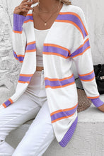 Load image into Gallery viewer, Striped Dropped Shoulder Cardigan
