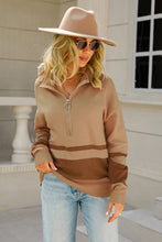 Load image into Gallery viewer, Striped Half-Zip Collared Sweater
