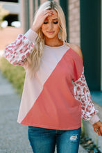 Load image into Gallery viewer, Leopard Color Block Cold-Shoulder Top
