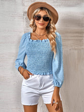 Load image into Gallery viewer, Swiss Dot Smocked Frill Trim Top
