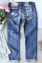 Load image into Gallery viewer, Leopard Patch Distressed Straight Leg Jeans
