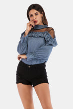Load image into Gallery viewer, Printed Ruffle Collar Flounce Sleeve Blouse
