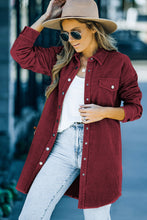 Load image into Gallery viewer, Corduroy Button Down Longline Shirt Jacket
