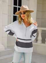 Load image into Gallery viewer, Striped Half-Zip Collared Sweater
