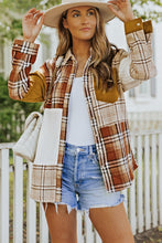 Load image into Gallery viewer, Plaid Color Block Dropped Shoulder Shacket
