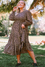 Load image into Gallery viewer, Plus Size Animal Print Smocked Tiered Dress

