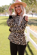 Leopard Cold-Shoulder Top