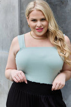 Load image into Gallery viewer, Heimish Basic Needs Full Size Square Neck Solid Smocking Top in Gum Leaf
