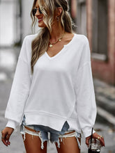 Load image into Gallery viewer, Slit Dropped Shoulder Notched Top
