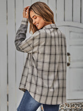 Load image into Gallery viewer, Plaid Button Down Curved Hem Shacket
