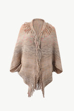 Load image into Gallery viewer, Heathered Open Front Fringed Poncho
