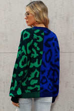 Load image into Gallery viewer, Leopard Button Front Ribbed Trim Cardigan
