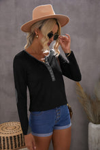 Load image into Gallery viewer, Elbow Patch Waffle Knit Henley Top
