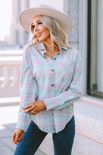 Load image into Gallery viewer, Plaid Button-Up Curved Hem Shirt
