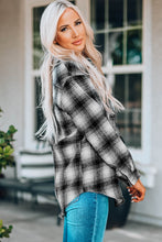 Load image into Gallery viewer, Plaid Curved Hem Button Down Shirt Jacket
