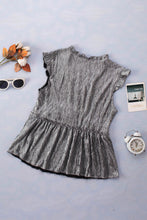 Load image into Gallery viewer, Frill Trim V-Neck Metallic Blouse
