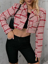 Load image into Gallery viewer, Patterned Button Front Cropped Blazer
