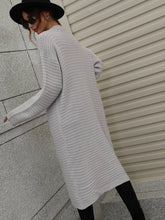 Load image into Gallery viewer, Horizontal Ribbing Dropped Shoulder Cardigan
