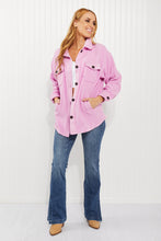 Load image into Gallery viewer, Zenana On the Lookout Elbow Patch Fleece Shacket in Mauve
