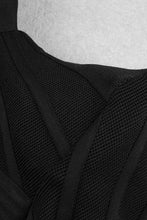 Load image into Gallery viewer, Padded Shoulder Strip Detail Crop Top
