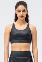 Load image into Gallery viewer, Faux Leather Double Crisscross Strap Sports Bra
