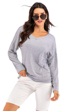 Load image into Gallery viewer, V-Neck Drop Shoulder Open Back Sweatshirt
